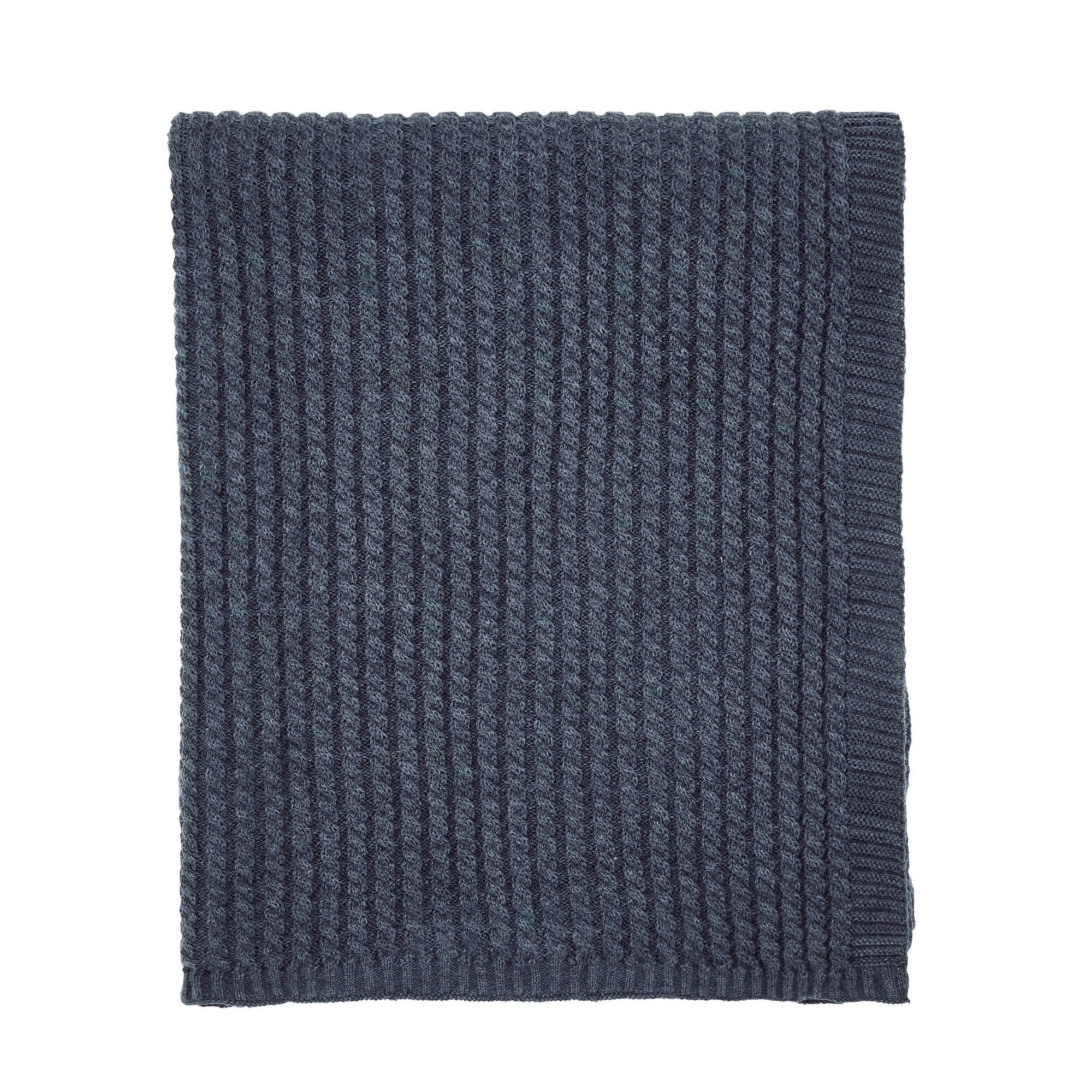 Miya Knit Throw By Bedeck Of Belfast In Chambray Blue